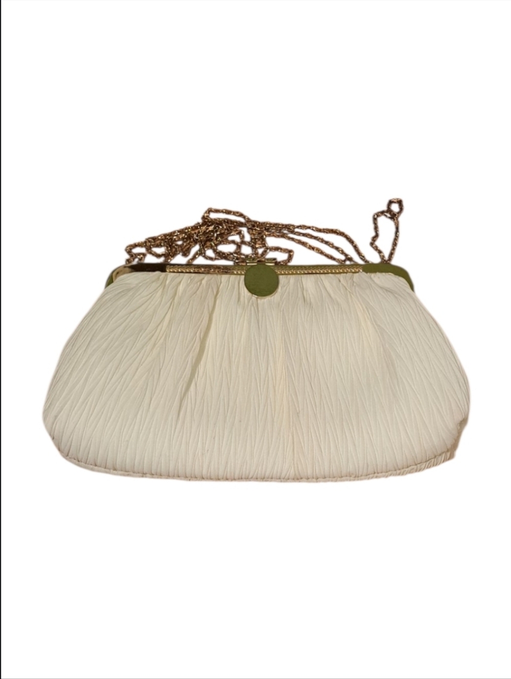 Women's Cream Pleated Chain-Handle Clutch